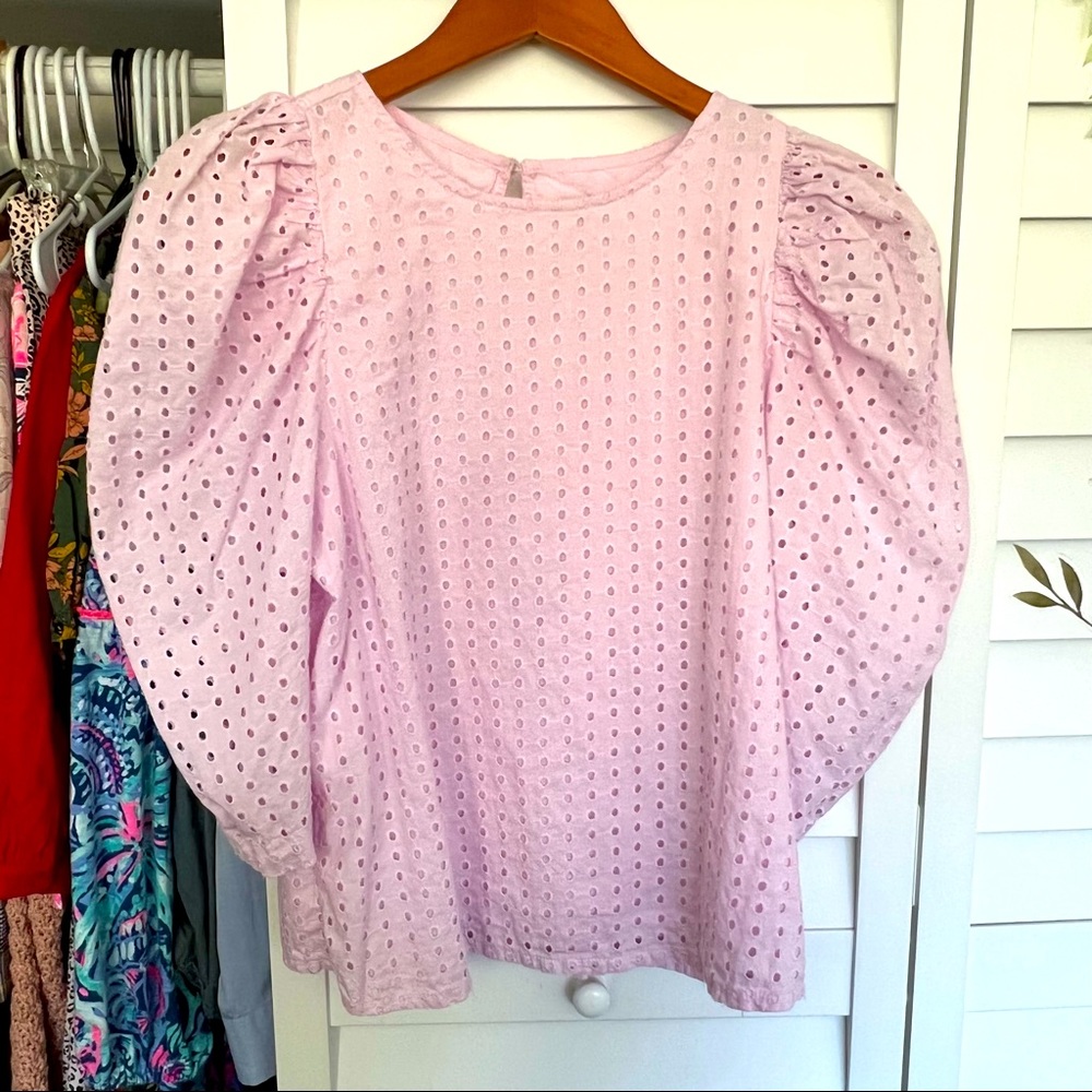 A New Day Elbow Sleeve Eyelet Top